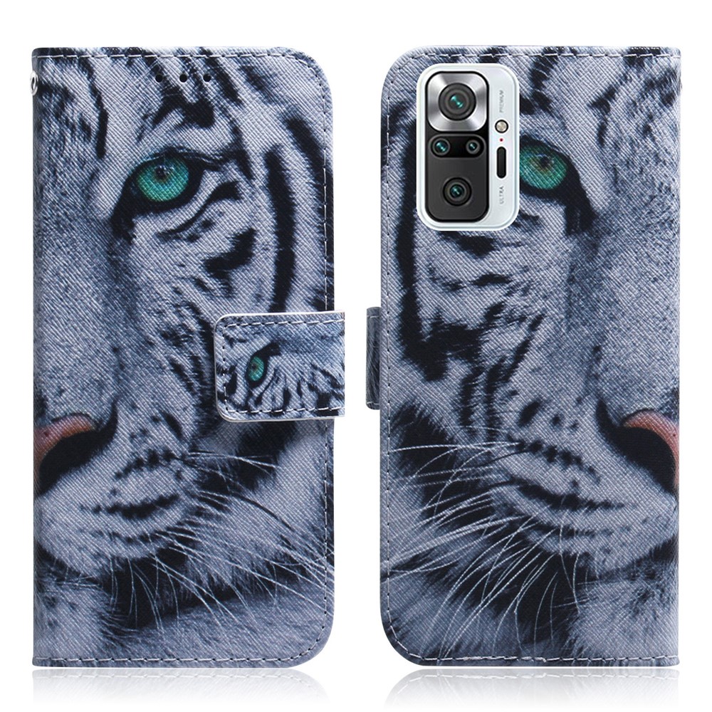 Pattern Printing Wallet Design Leather Protective Shell Case with Stand for Xiaomi Redmi Note 10 Pro/Note 10 Pro Max - Tiger-1