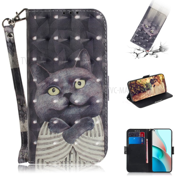 3D -muster Druck PU Leder Brieftasche Phone Schutzhülle Für Xiaomi Redmi Note 9t 5G / Anmerkung 9 5g - Katze-7