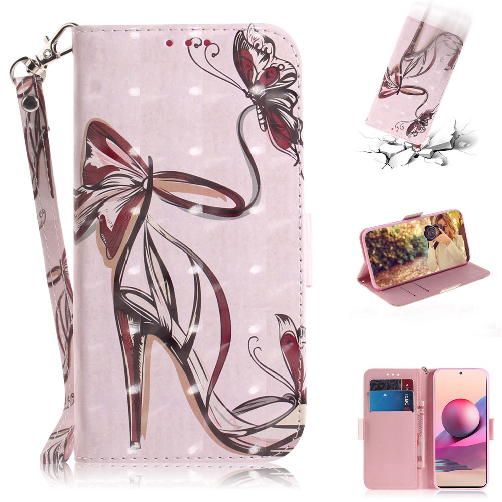 3D Pattern Printing PU Leather Wallet Stand Phone Shell Case for Xiaomi Redmi Note 10 4G / Note 10S - High Heels-7