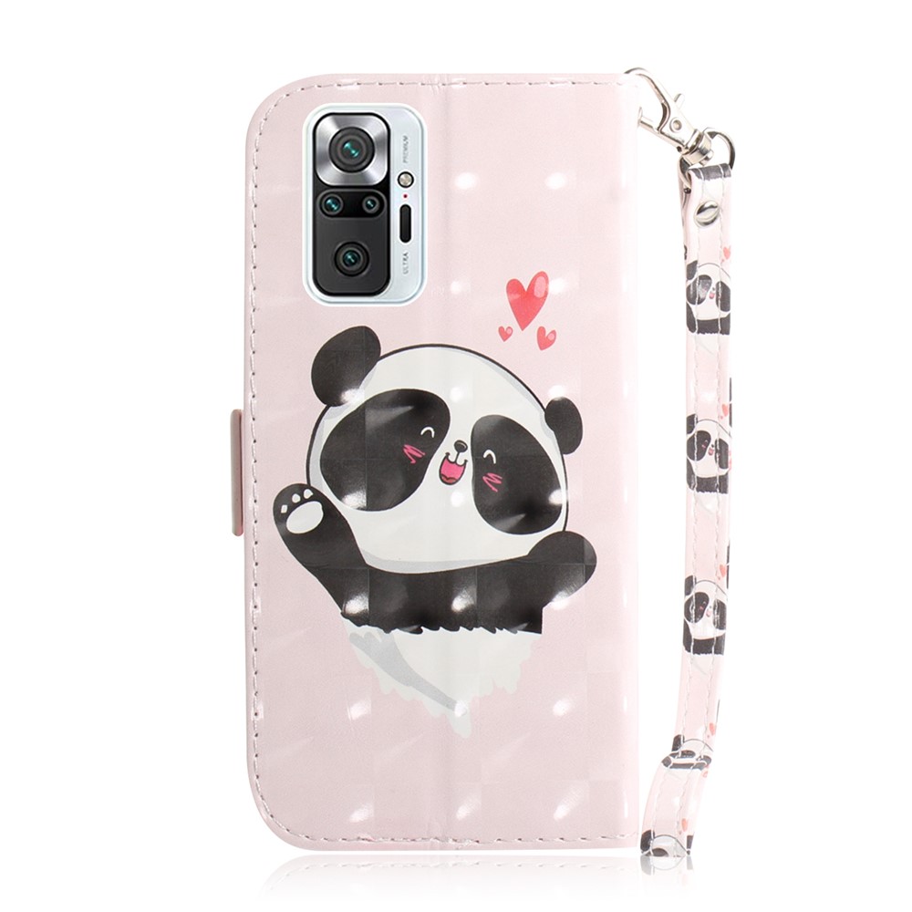 3D Pattern Printing PU Leather Wallet Stand Phone Protection Cover Case for Xiaomi Redmi Note 10 Pro - Cute Panda-2