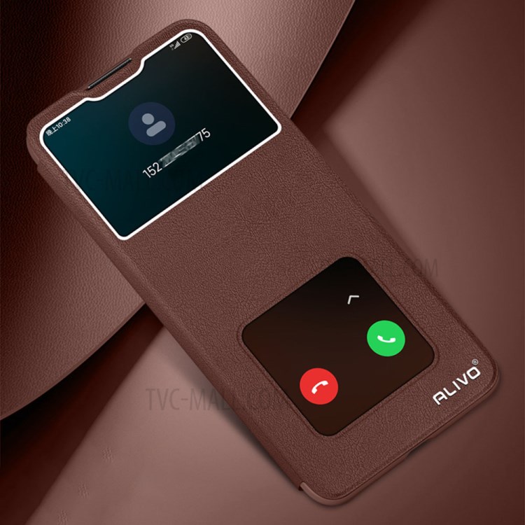 ALIVO View Window Stand Leather Protective Casing for Xiaomi Mi 11 - Brown-1
