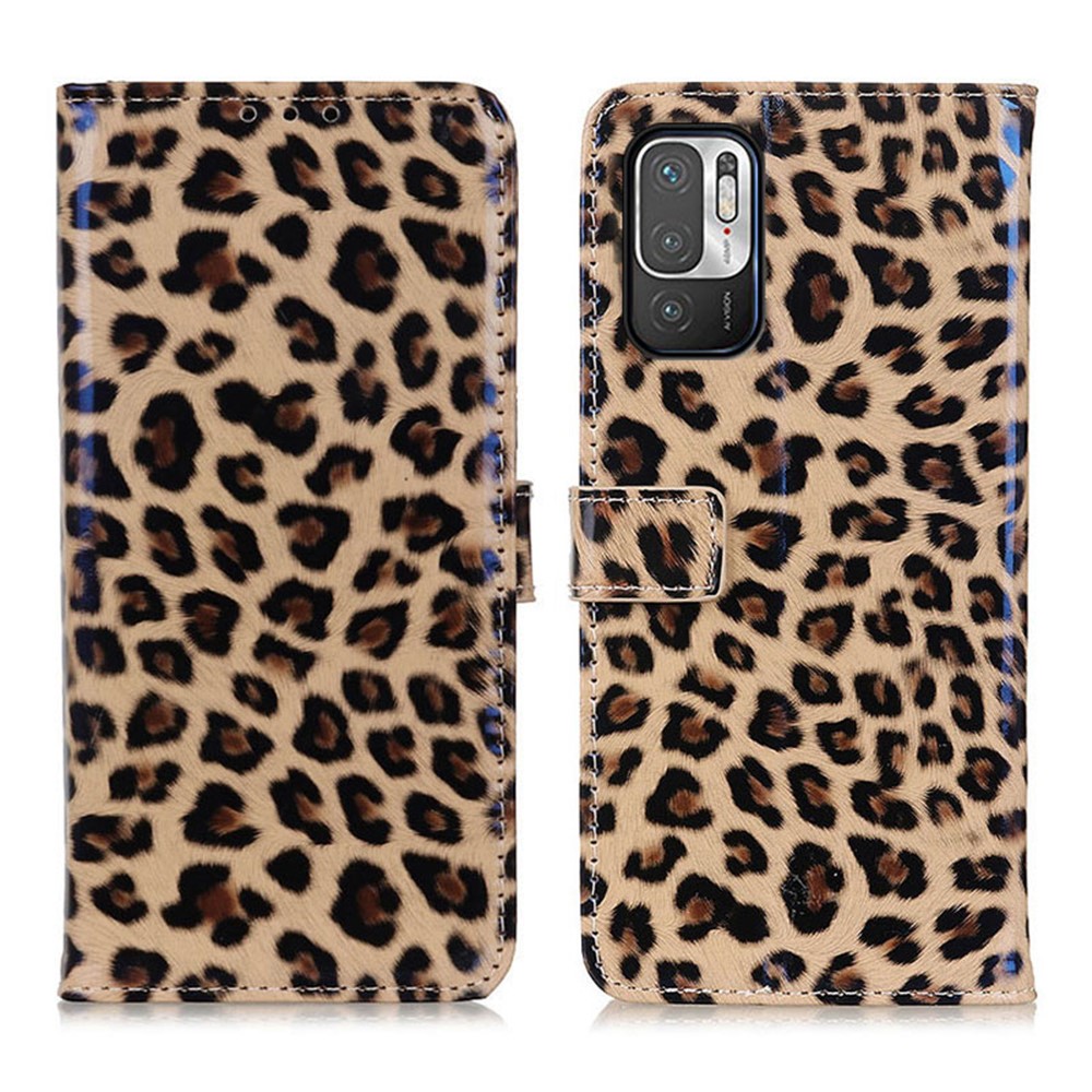 Leopard Print Mobile Phone Full-Protection Wallet Stand Cover Case for Xiaomi Redmi Note 10 5G-1