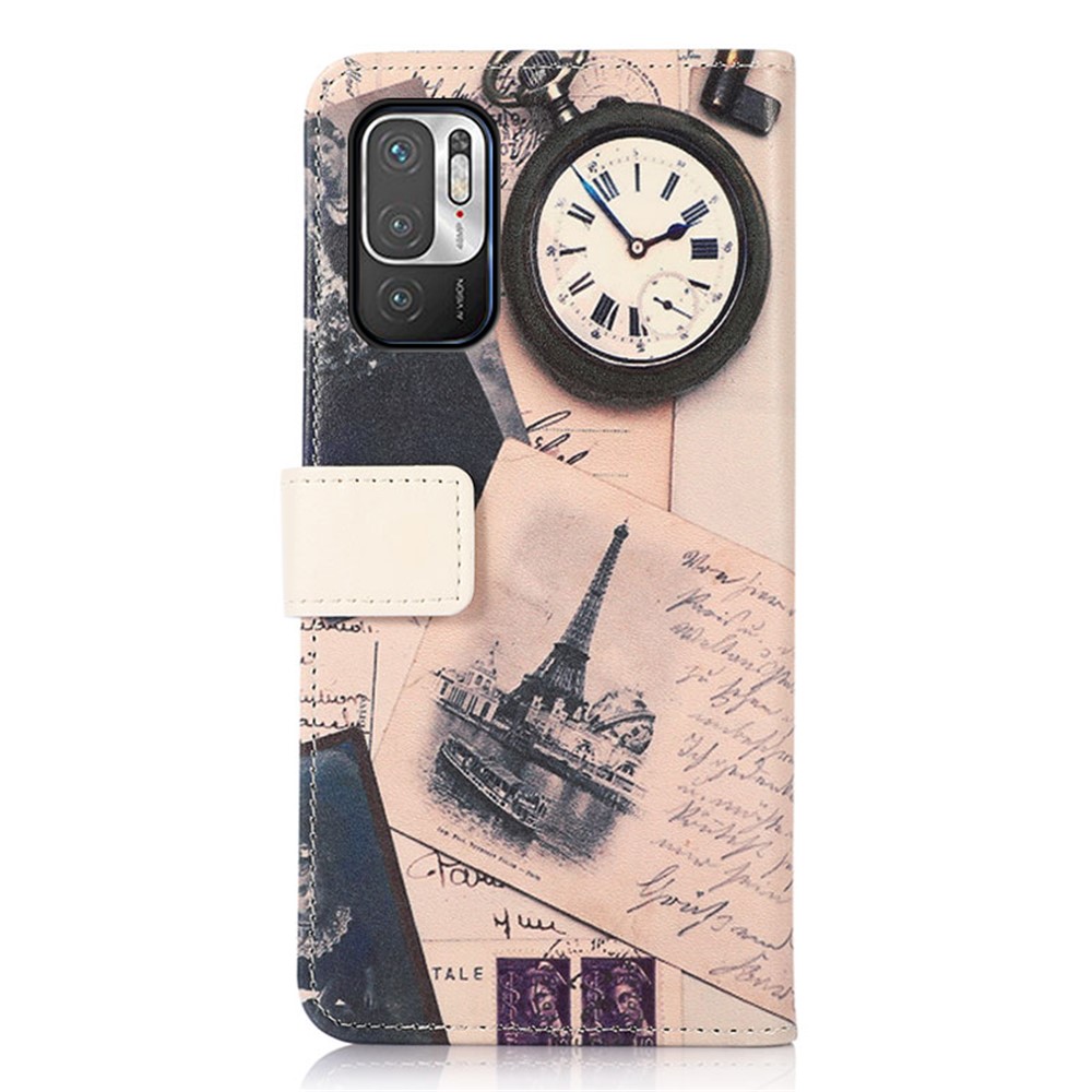 Pattern Printing Full-Protection Stand Wallet PU Leather Phone Case Shell for Xiaomi Redmi Note 10 5G - Tower and Feather-3