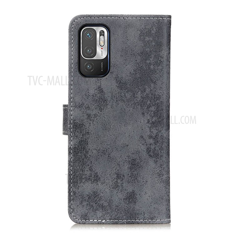 Vintage Style PU Leather Wallet Phone Case for Xiaomi Redmi Note 10 5G Mobile Casing Stand - Grey-3