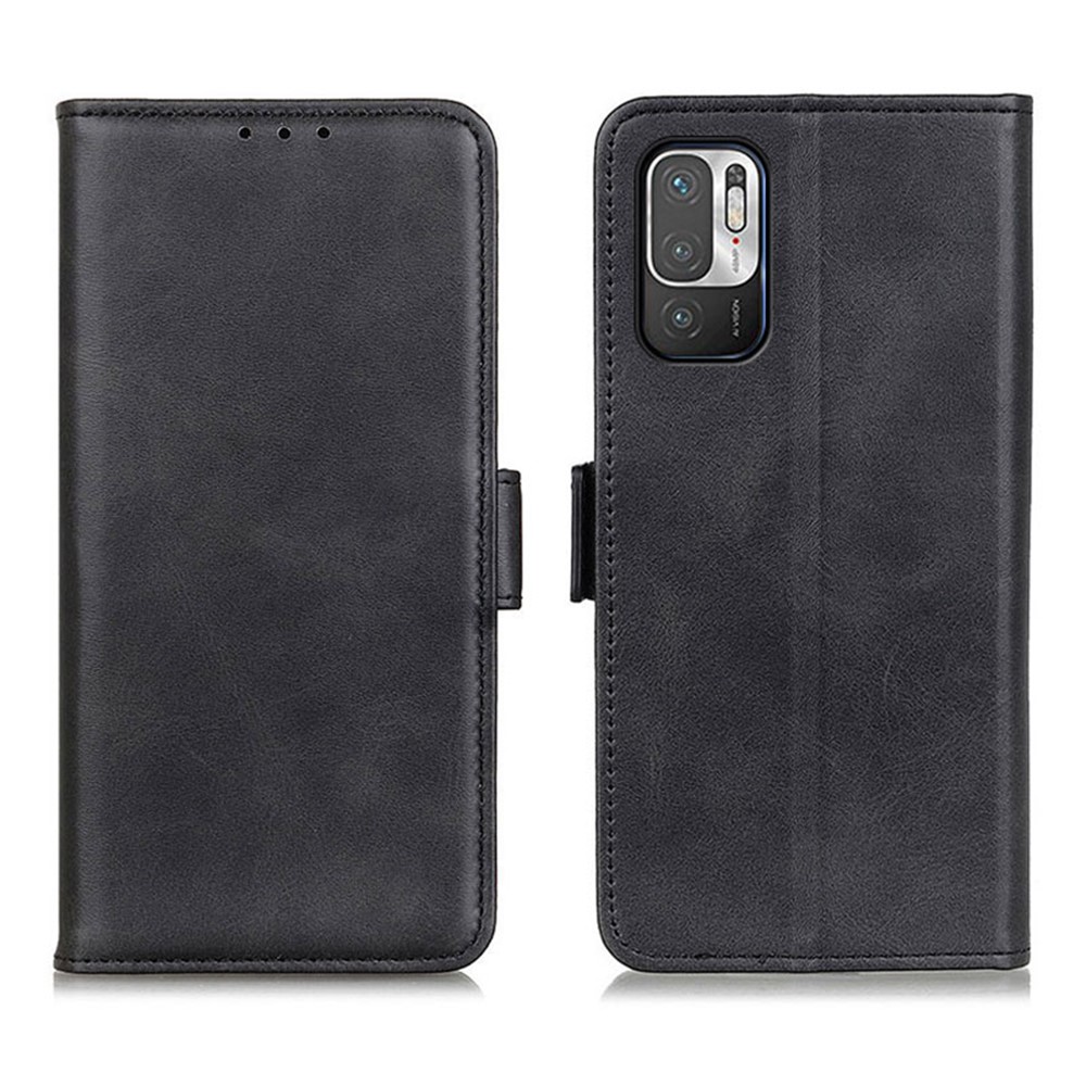 Magnetic Double Clasp Leather Wallet Stand Phone Protection Shell Case for Xiaomi Redmi Note 10 5G - Black-1