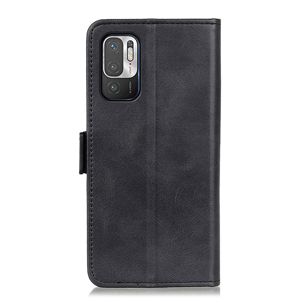 Magnetic Double Clasp Leather Wallet Stand Phone Protection Shell Case for Xiaomi Redmi Note 10 5G - Black-3