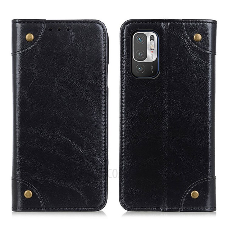 Magnetic Auto-Absorbed Card Slots Wallet Stand Leather Case Shell for Xiaomi Redmi Note 10 5G - Black-1