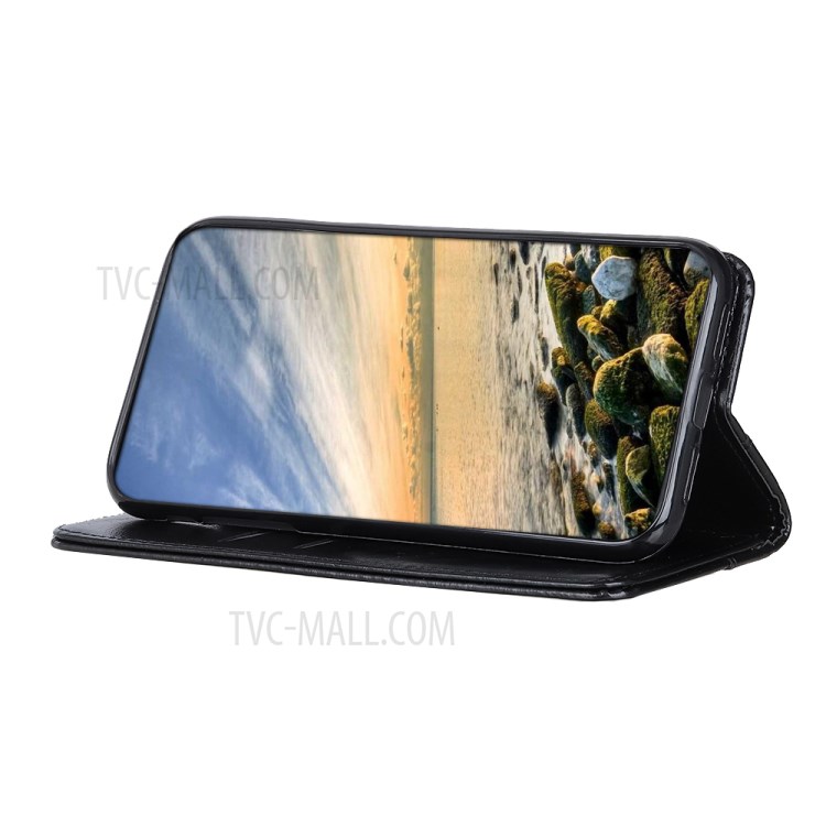 Magnetic Auto-Absorbed Card Slots Wallet Stand Leather Case Shell for Xiaomi Redmi Note 10 5G - Black-4