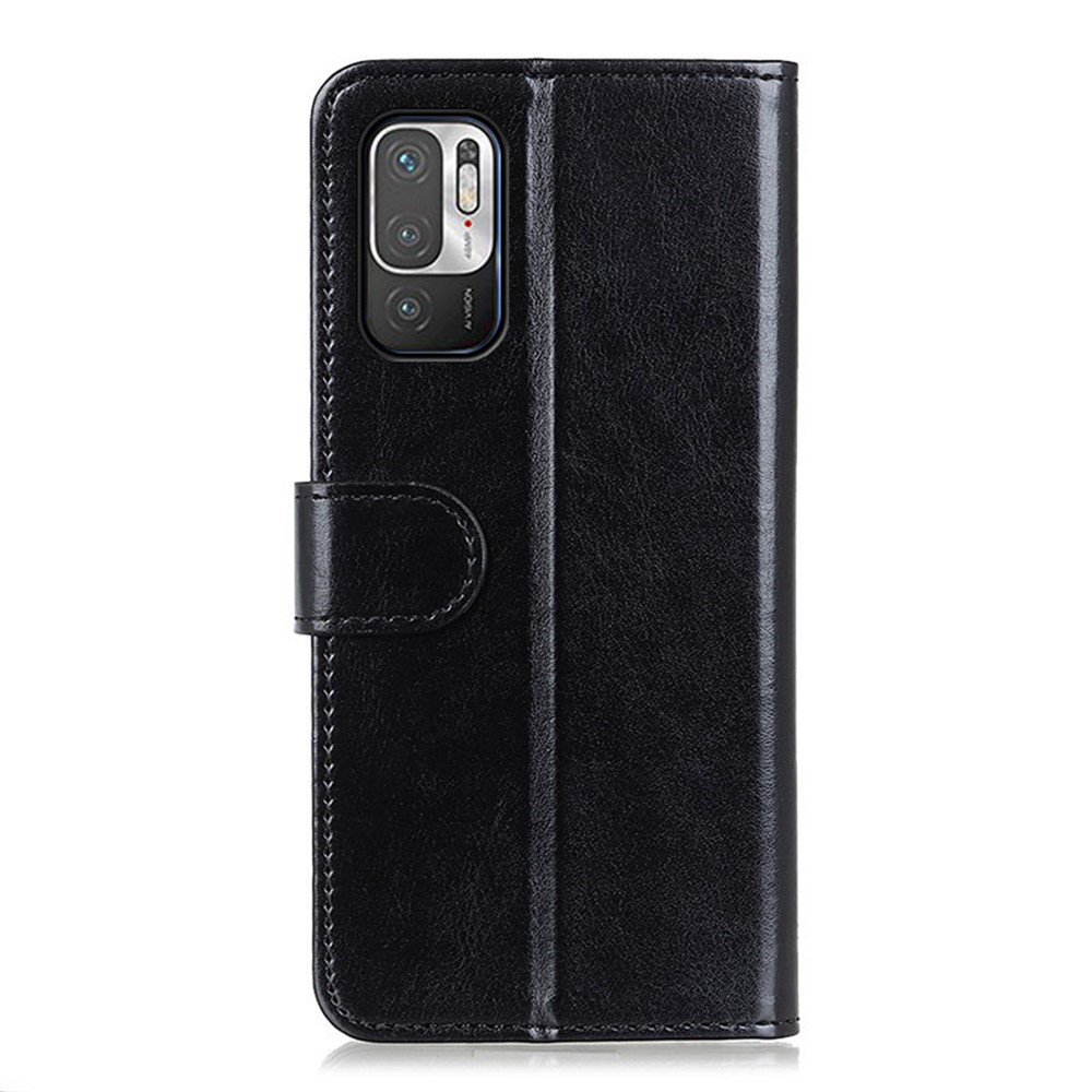 Crazy Horse Texture Wallet Stand PU Leather Phone Case Shell for Xiaomi Redmi Note 10 5G - Black-3