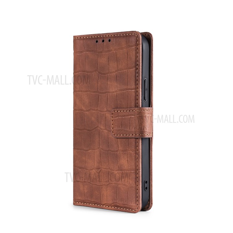 Quality Leather Crocodile Skin Texture Stand Wallet Case for Xiaomi Mi 11 - Brown-2