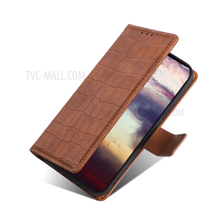 Quality Leather Crocodile Skin Texture Stand Wallet Case for Xiaomi Mi 11 - Brown-3