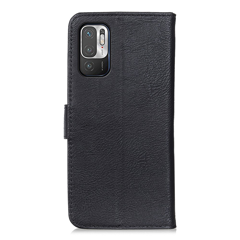KHAZNEH Wallet Stand Design Magnetic Clasp Design PU Leather Phone Shell Case for Xiaomi Redmi Note 10 5G - Black-3