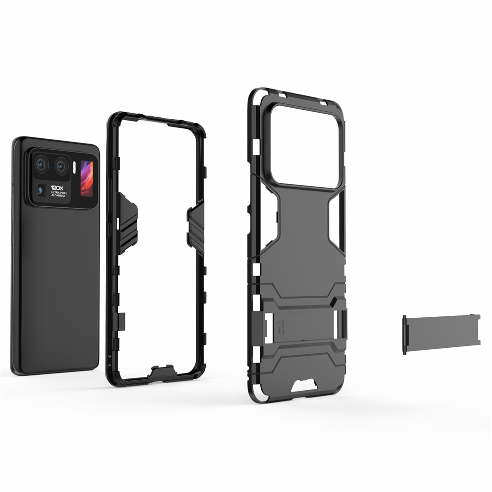 2 in 1 Hybrid Phone Protector Full Protection Cover Case with Kickstand Design for Xiaomi Mi 11 Ultra - Black-3