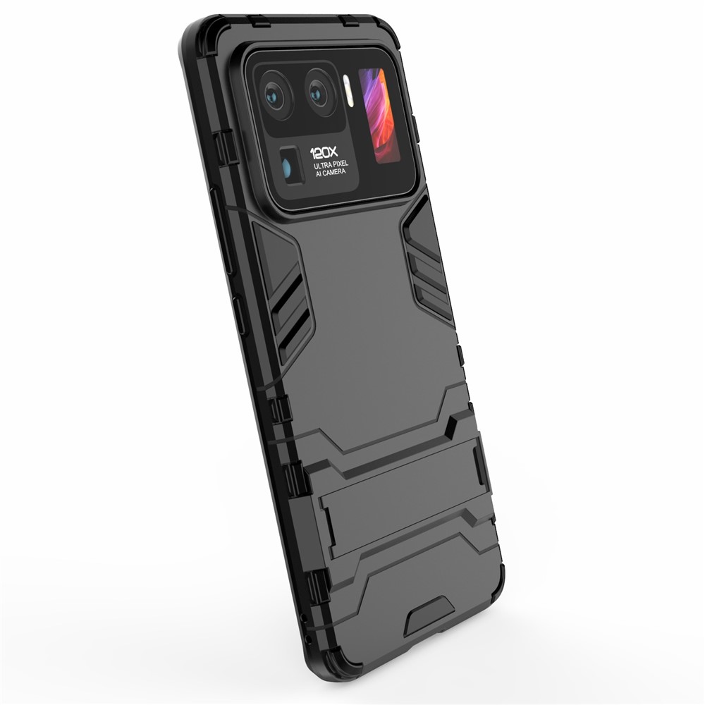 2 in 1 Hybrid Phone Protector Full Protection Cover Case with Kickstand Design for Xiaomi Mi 11 Ultra - Black-5