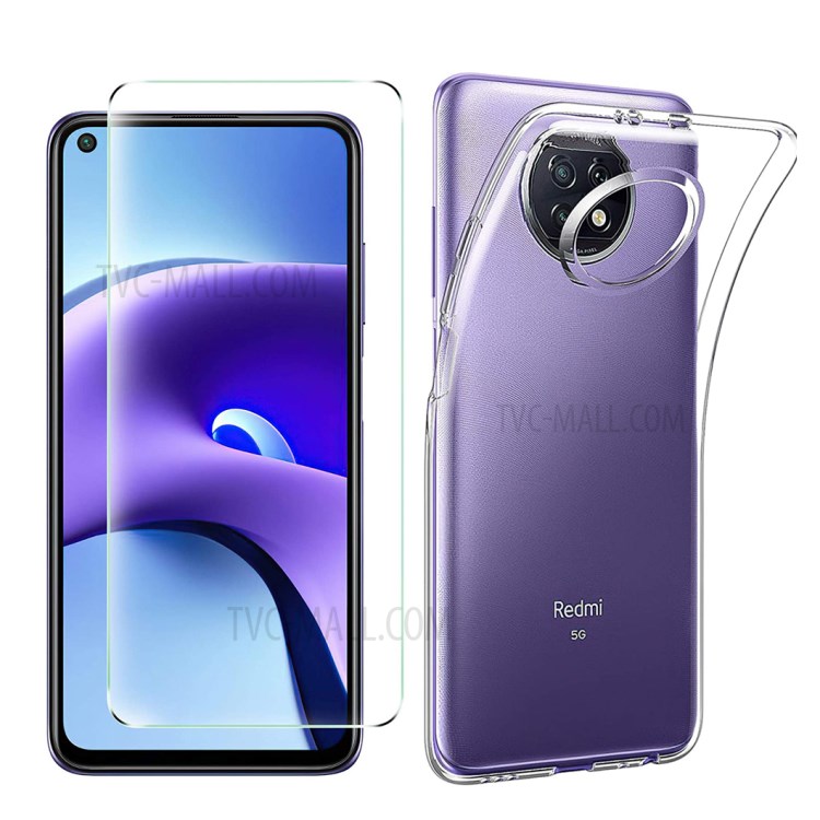 Well-Protected TPU Cover with Tempered Glass Screen Protector for Xiaomi Redmi Note 9 5G/Note 9T 5G-1
