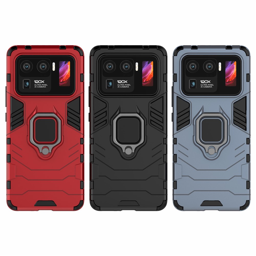 Cool Guard 2-in-1 Well-Protected Ring Holder Kickstand PC TPU Hybrid Case for Xiaomi Mi 11 Ultra - Black-10