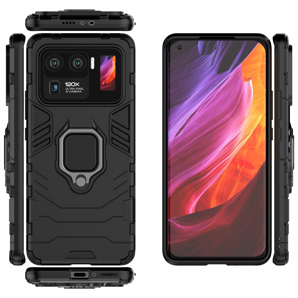 Cool Guard 2-in-1 Well-Protected Ring Holder Kickstand PC TPU Hybrid Case for Xiaomi Mi 11 Ultra - Black-5