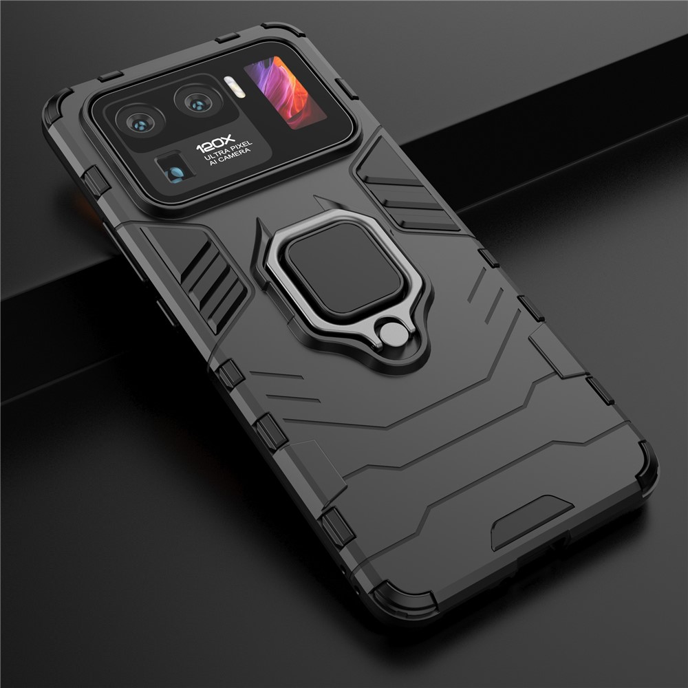 Cool Guard 2-in-1 Well-Protected Ring Holder Kickstand PC TPU Hybrid Case for Xiaomi Mi 11 Ultra - Black-8