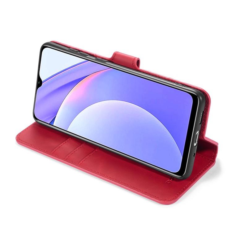 Dg. Ming Pour Xiaomi Redmi 9t / 9 Power / Note 9 4G (Qualcomm Snapdragon 662) Téléphone Retro le Cuir Wallet Stand Full Protection Cover - Rouge-4