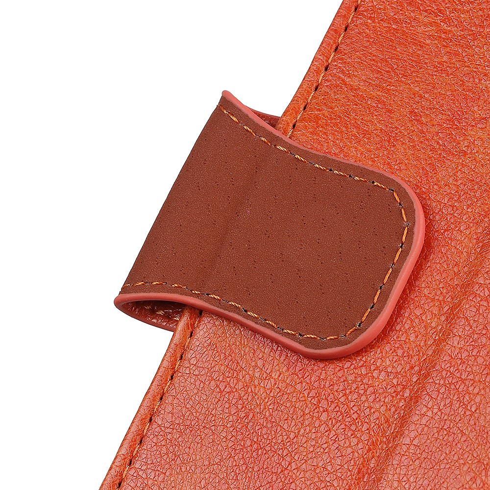 Nappa Texture Split Leather Phone Cover Stand Shell for Xiaomi Redmi Note 10 5G - Orange-10