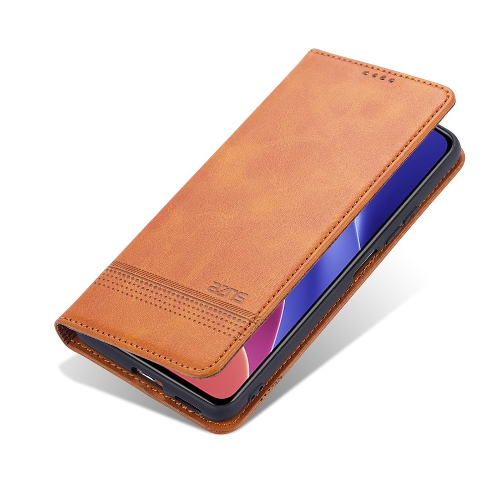 AZNS Auto-absorbed Magnet Well-Protected Full Protection Leather Stand Mobile Shell Case for Xiaomi Redmi K40/K40 Pro/Poco F3 - Brown-10