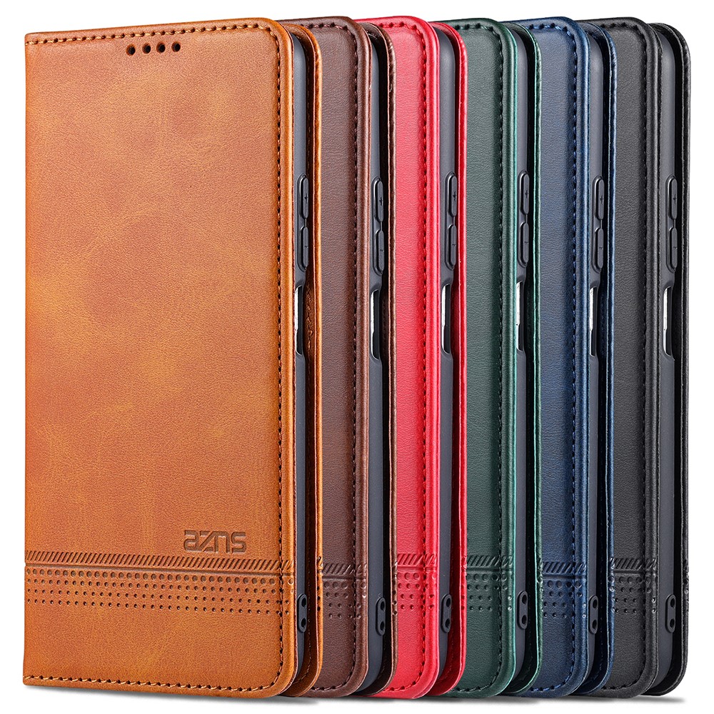 AZNS Auto-absorbed Magnet Well-Protected Full Protection Leather Stand Mobile Shell Case for Xiaomi Redmi K40/K40 Pro/Poco F3 - Brown-13