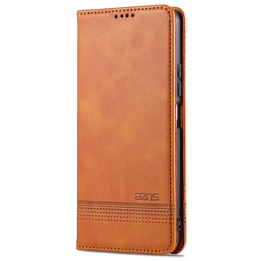 AZNS Auto-absorbed Magnet Well-Protected Full Protection Leather Stand Mobile Shell Case for Xiaomi Redmi K40/K40 Pro/Poco F3 - Brown-2