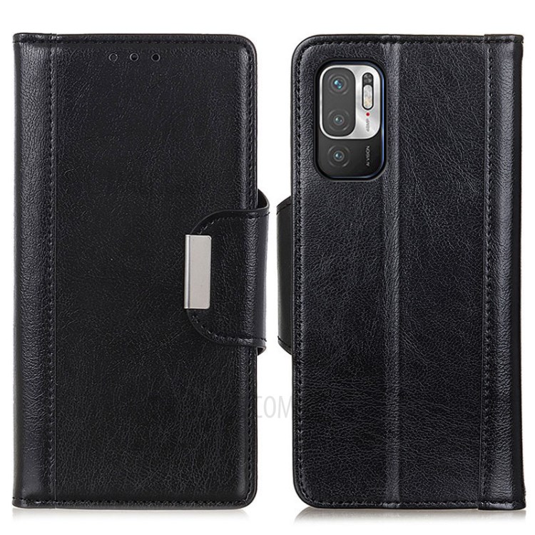 PU Leather Wallet Design Phone Case with Stand for Xiaomi Redmi Note 10 5G Full Protection Cover - Black-1