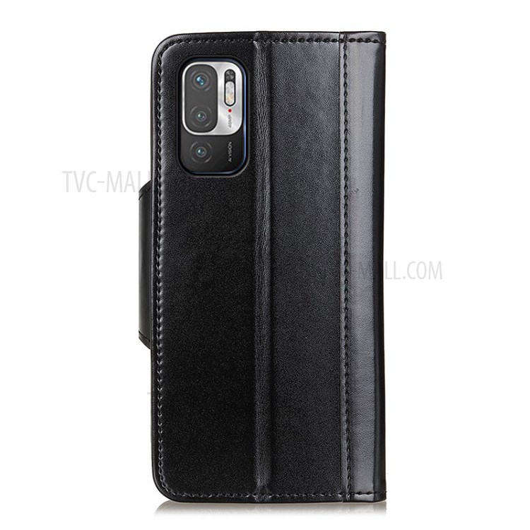 Wallet Stand Design Magnetic Clasp PU Leather Protection Case Shell for Xiaomi Redmi Note 10 5G - Black-3