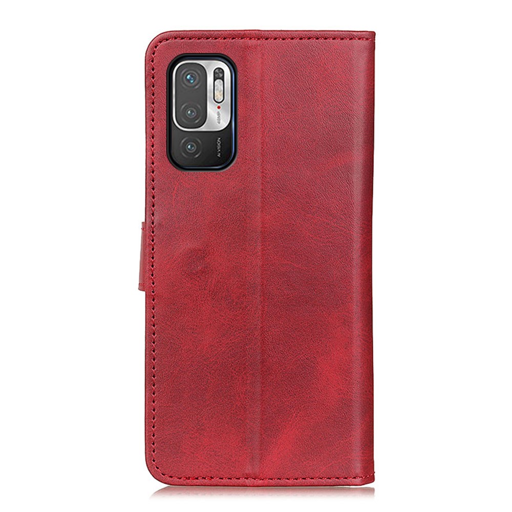 PU Leather Magnetic Wallet Leather Shell for Xiaomi Redmi Note 10 5G - Red-3