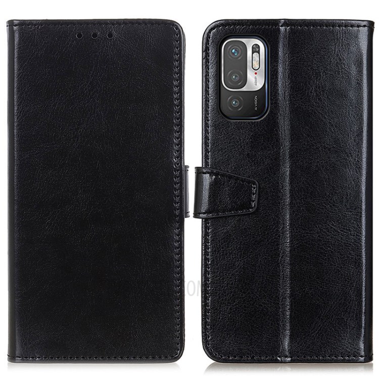 Wallet Stand Design PU Leather Protective Shell Case for Xiaomi Redmi Note 10 5G - Black-1