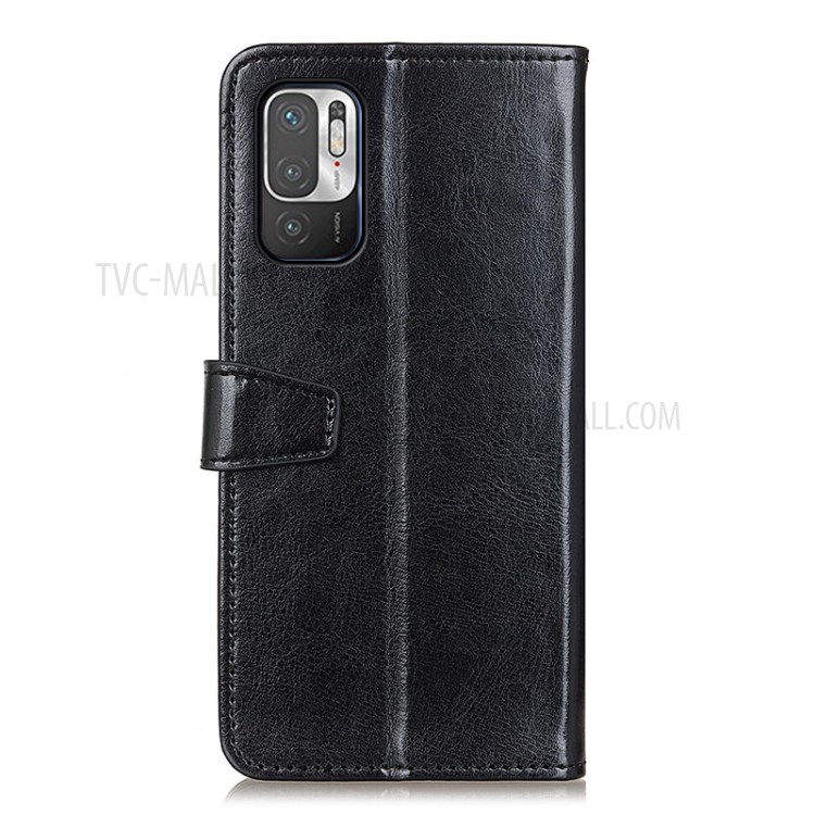 Wallet Stand Design PU Leather Protective Shell Case for Xiaomi Redmi Note 10 5G - Black-3