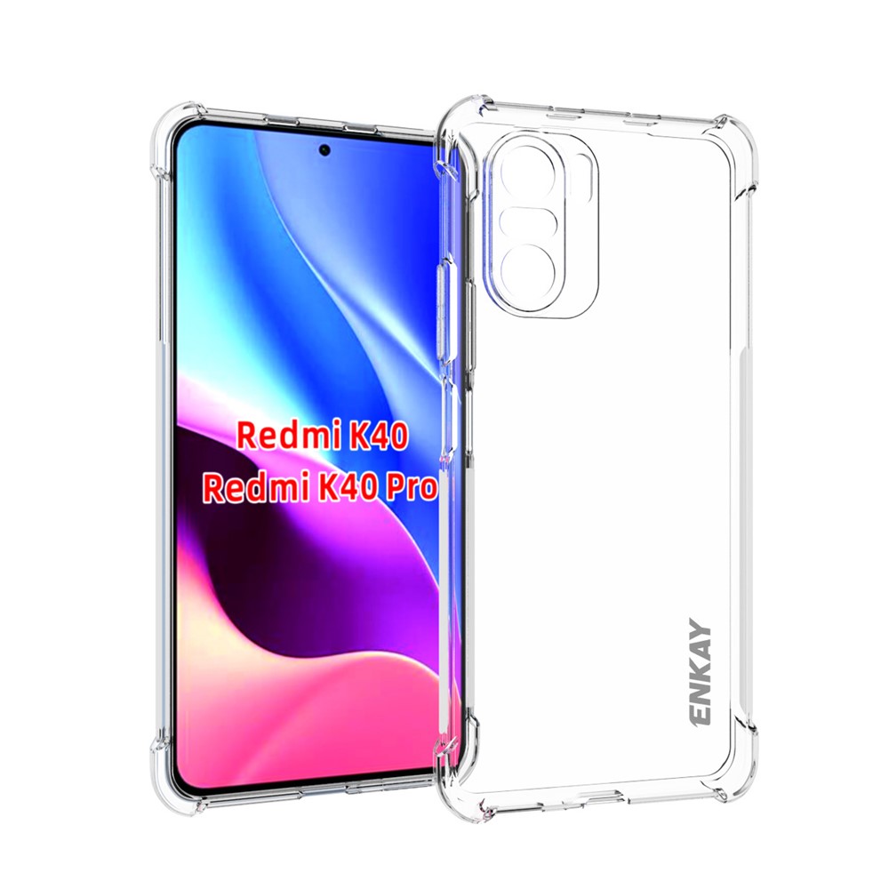 ENKAY ENK-PC103 4 Corners Thicken Airbag Anti-slip Flexible Transparent TPU Cover Case for Xiaomi Redmi K40/K40 Pro/K40 Pro+-1
