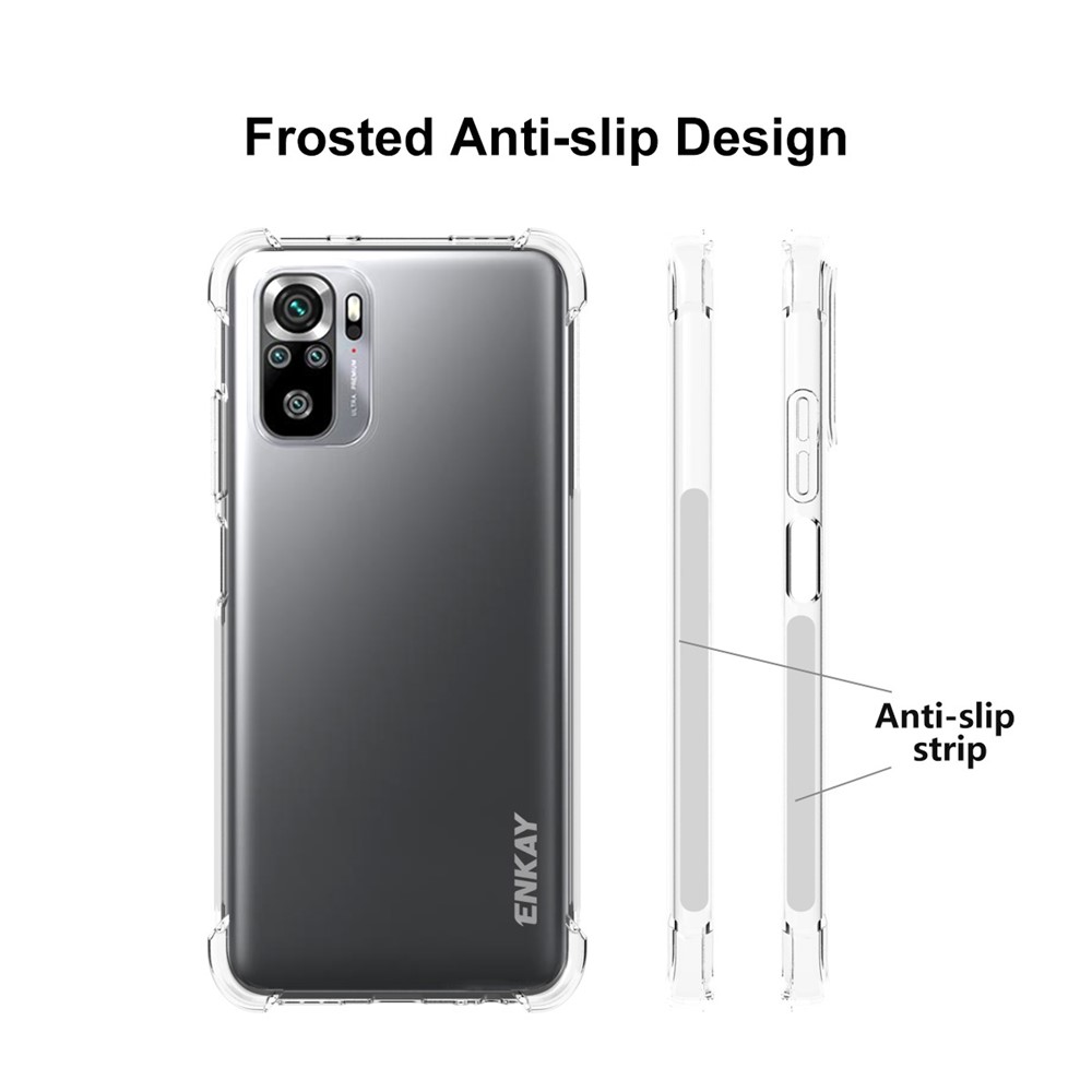 ENKAY ENK-PC115 Thicken 4 Corners Airbag Transparent Anti-slip Flexible TPU Cover Case for Xiaomi Redmi Note 10 4G/Note 10S-4