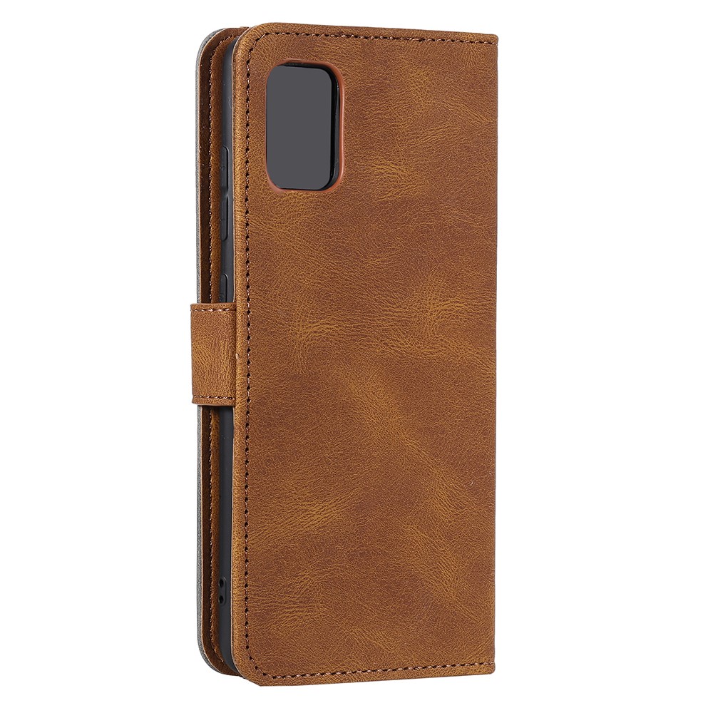 Skin-touch Splicing Stitching PU Leather Case Stand Protector Cover for Xiaomi Redmi Note 10 5G - Brown-4