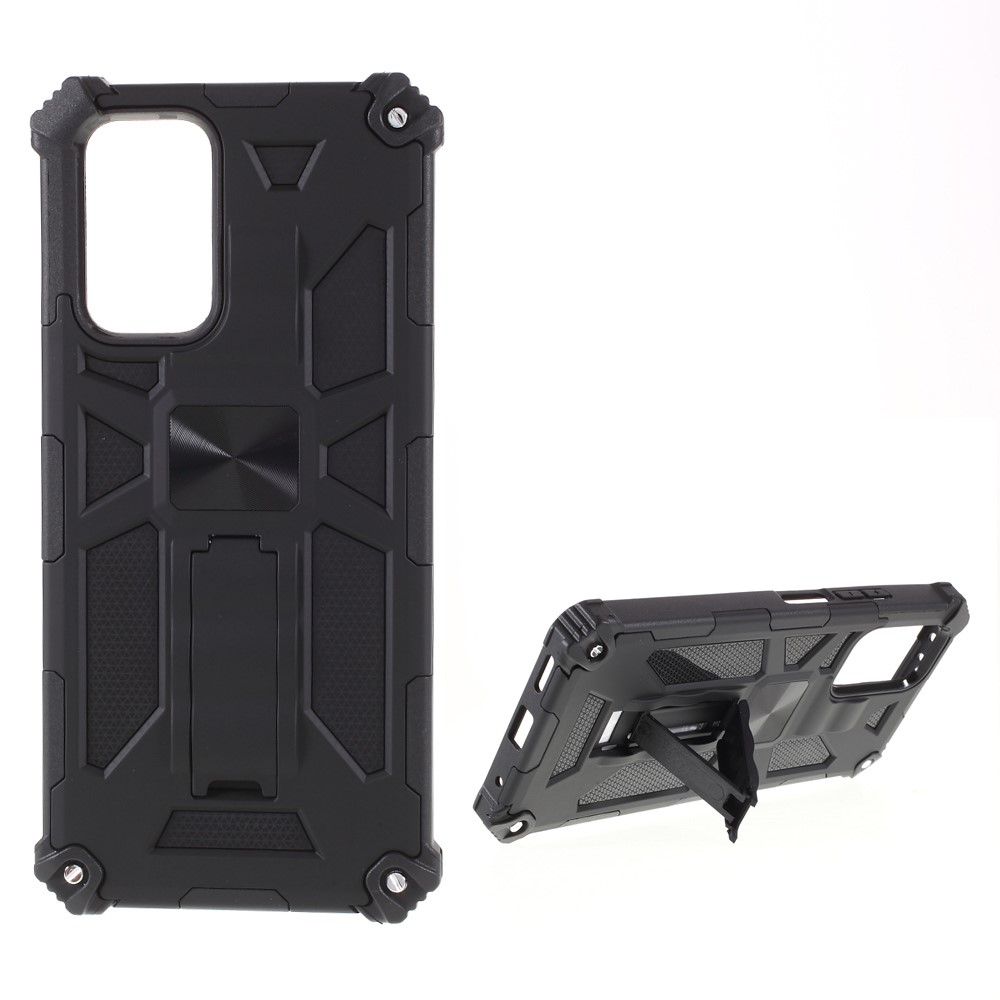 Armor PC TPU Shockproof Phone Case with Kickstand and Magnetic Metal Sheet for Xiaomi Redmi Note 10 Pro - Black-1