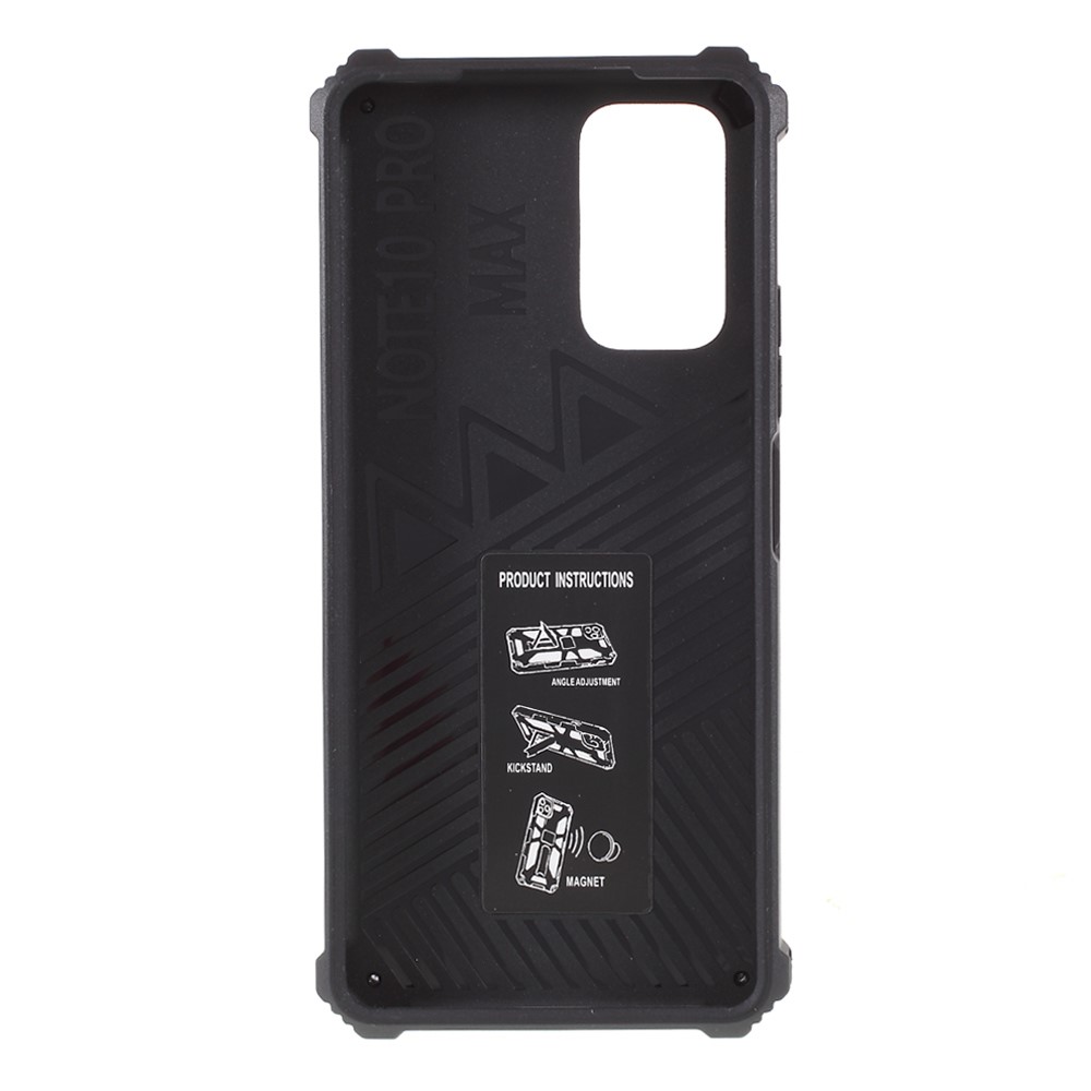 Armor PC TPU Shockproof Phone Case with Kickstand and Magnetic Metal Sheet for Xiaomi Redmi Note 10 Pro - Black-3