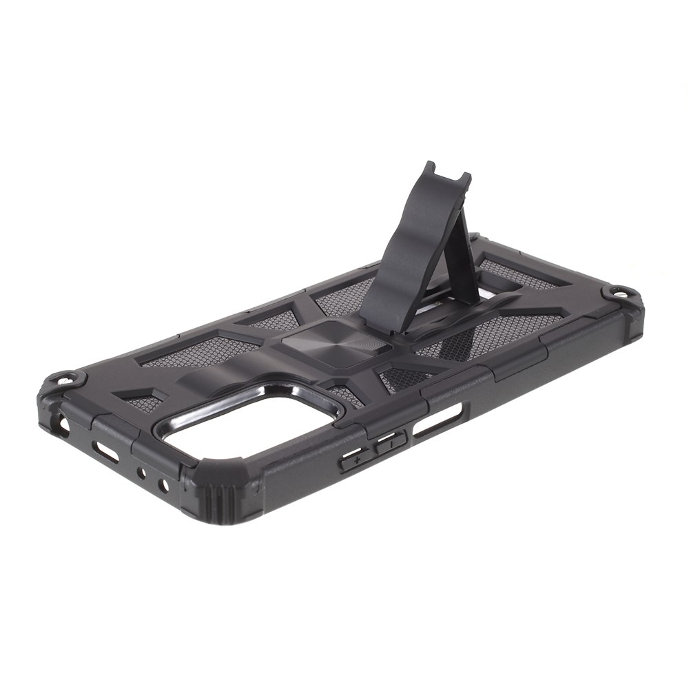 Armor PC TPU Shockproof Phone Case with Kickstand and Magnetic Metal Sheet for Xiaomi Redmi Note 10 Pro - Black-5