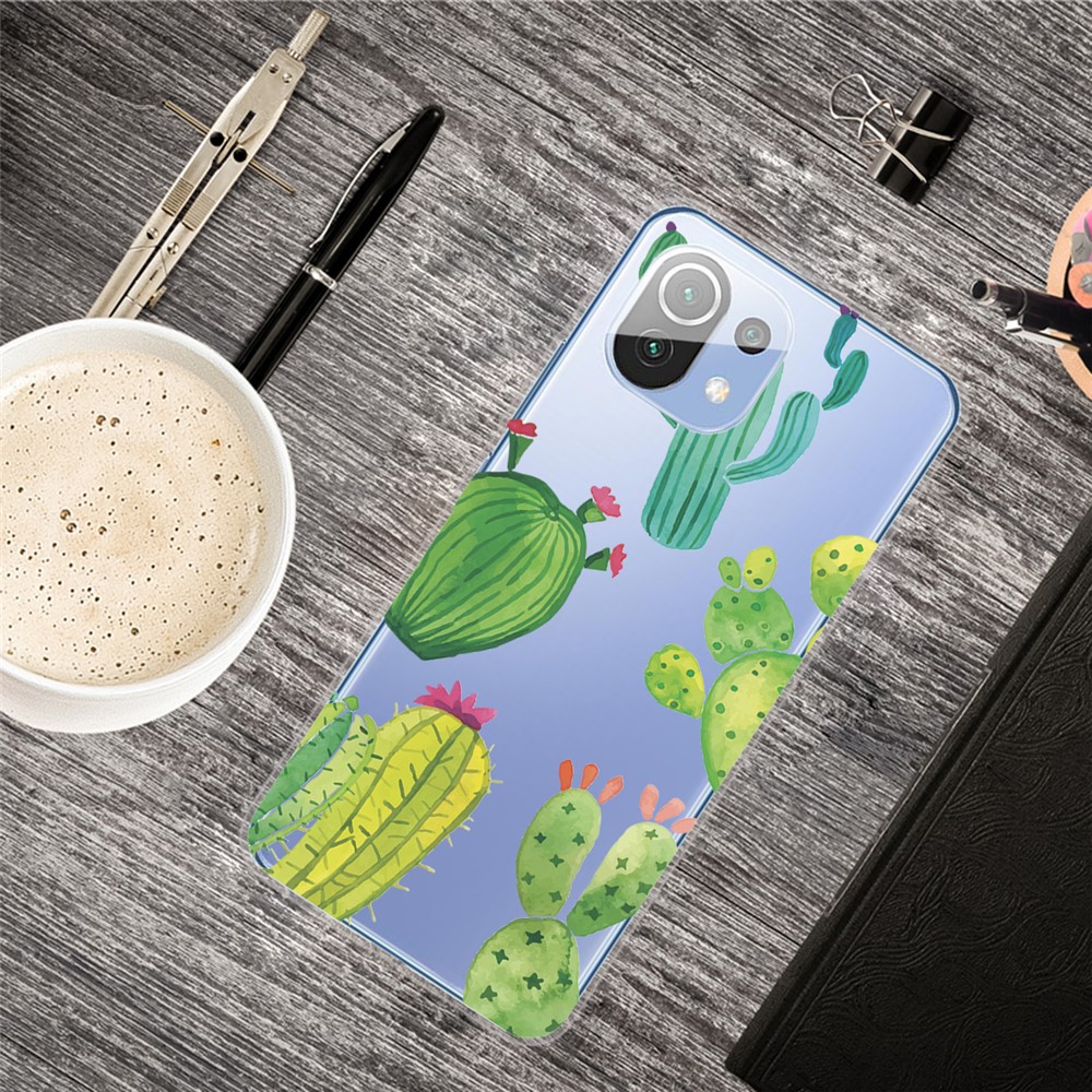Well-Protected Soft TPU Pattern Printing Phone Cover Case for Xiaomi Mi 11 - Cactus-2