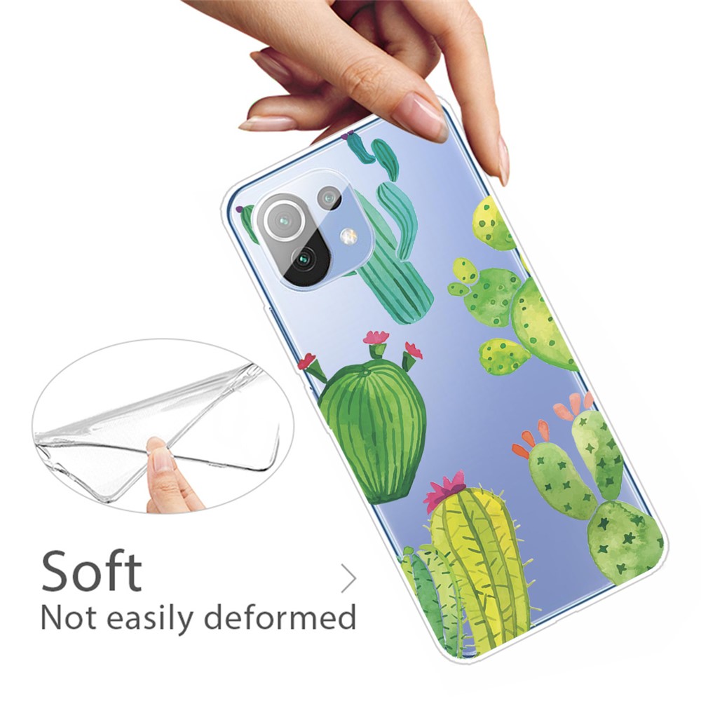 Well-Protected Soft TPU Pattern Printing Phone Cover Case for Xiaomi Mi 11 - Cactus-3