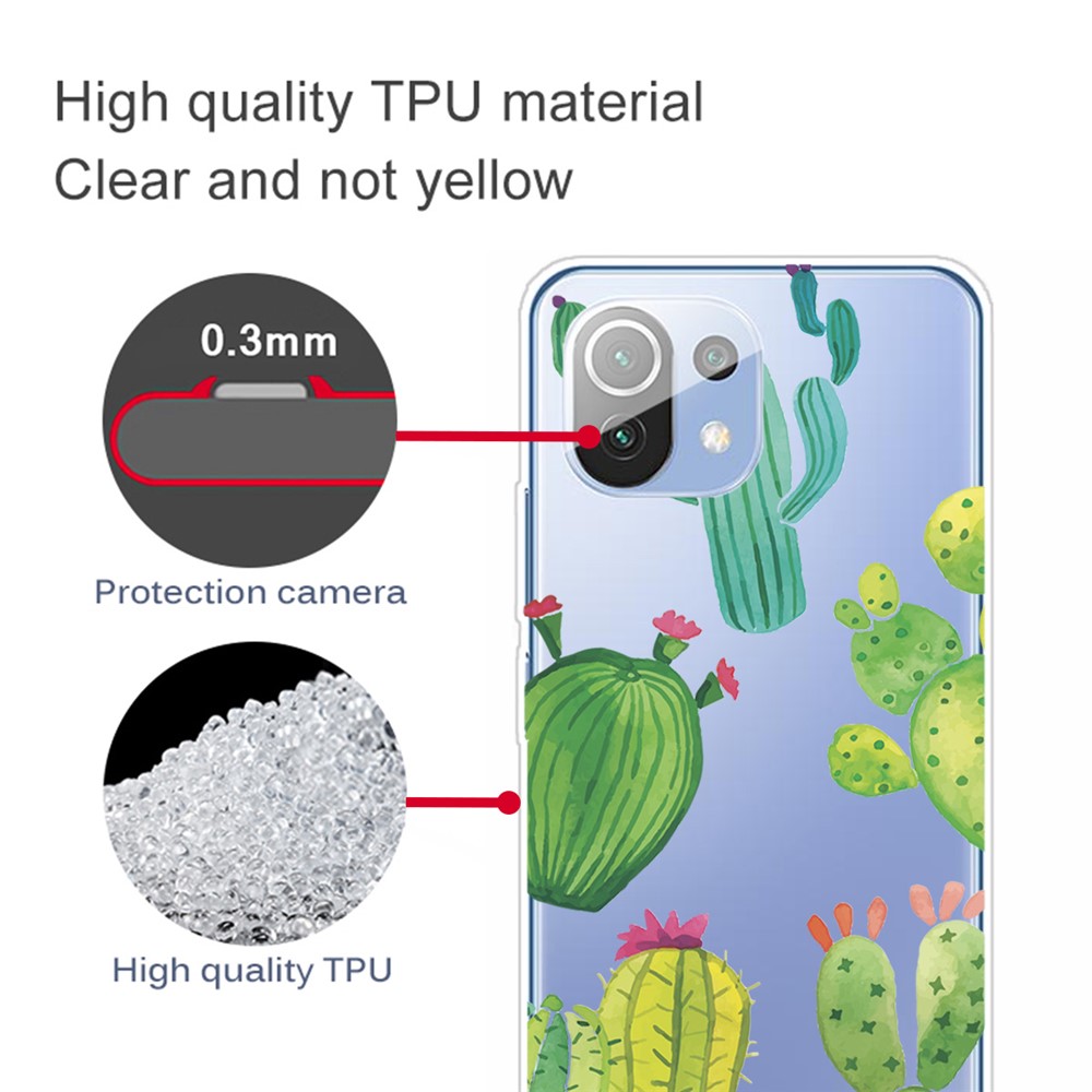 Well-Protected Soft TPU Pattern Printing Phone Cover Case for Xiaomi Mi 11 - Cactus-4