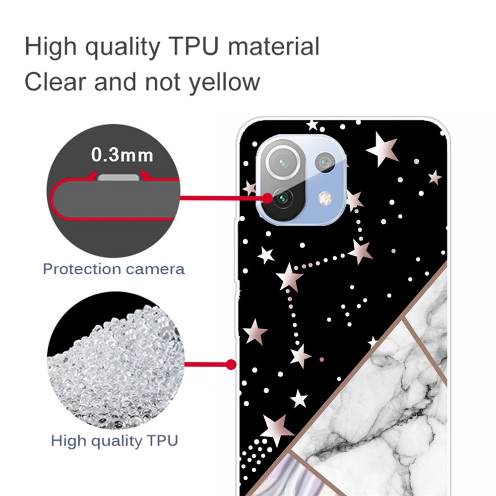 Soft TPU Marble Pattern Phone Protection Back Cover Case for Xiaomi Mi 11 Lite 4G/5G - Style A-4