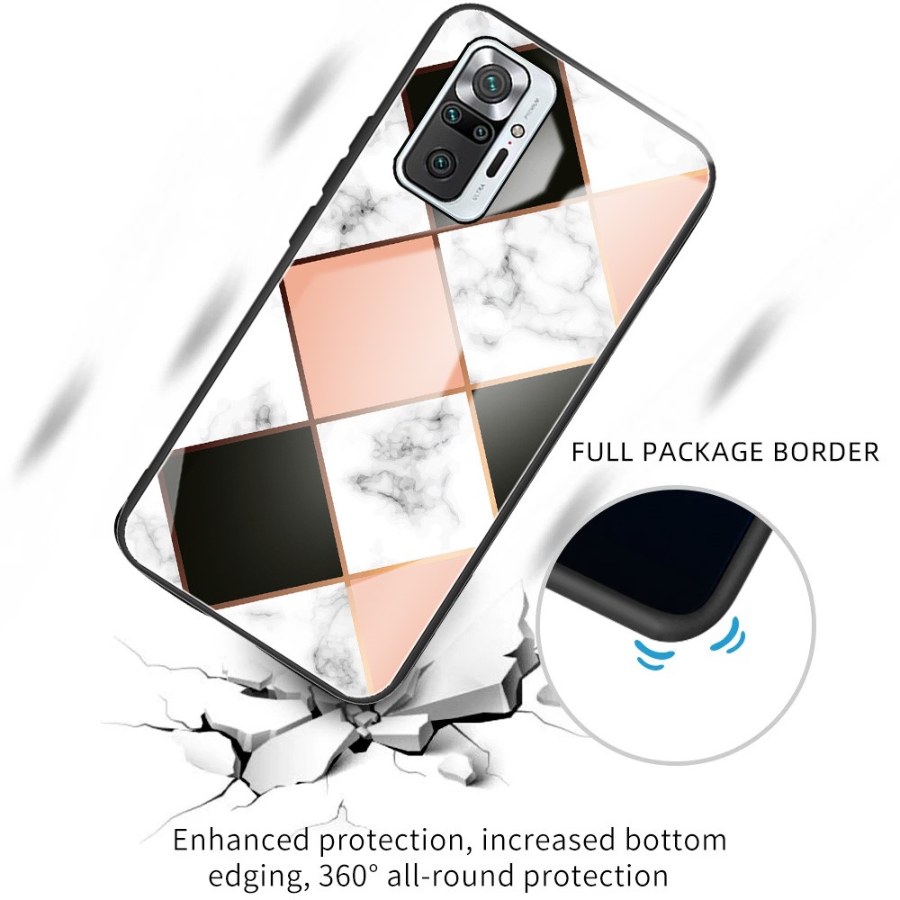 Marble Pattern Tempered Glass + TPU Phone Case Shell for Xiaomi Redmi Note 10 Pro / Pro Max - Style A-2