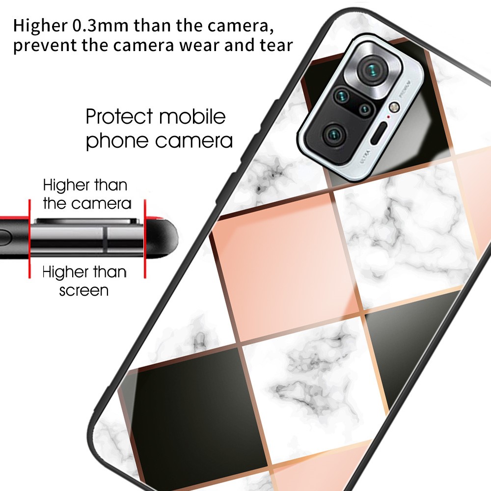 Marble Pattern Tempered Glass + TPU Phone Case Shell for Xiaomi Redmi Note 10 Pro / Pro Max - Style A-3