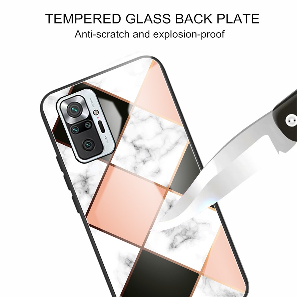 Marble Pattern Tempered Glass + TPU Phone Case Shell for Xiaomi Redmi Note 10 Pro / Pro Max - Style A-4