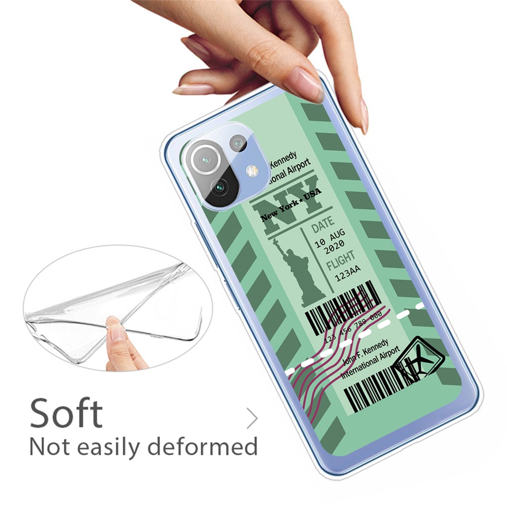 Boarding Check Stylish Pattern Printing Cell Phone Protector Cover for Xiaomi Mi 11 - NY-2