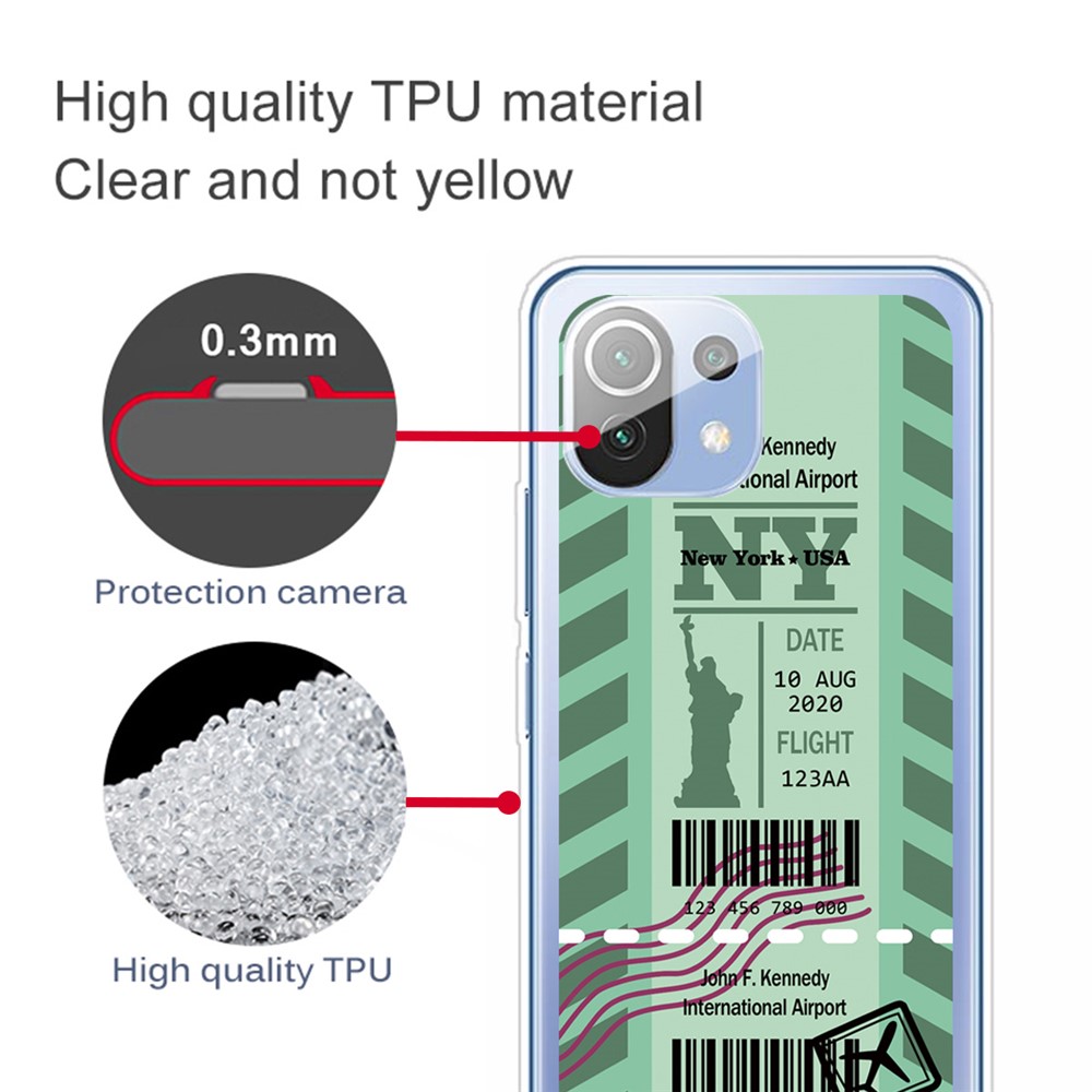 Boarding Check Stylish Pattern Printing Cell Phone Protector Cover for Xiaomi Mi 11 - NY-3