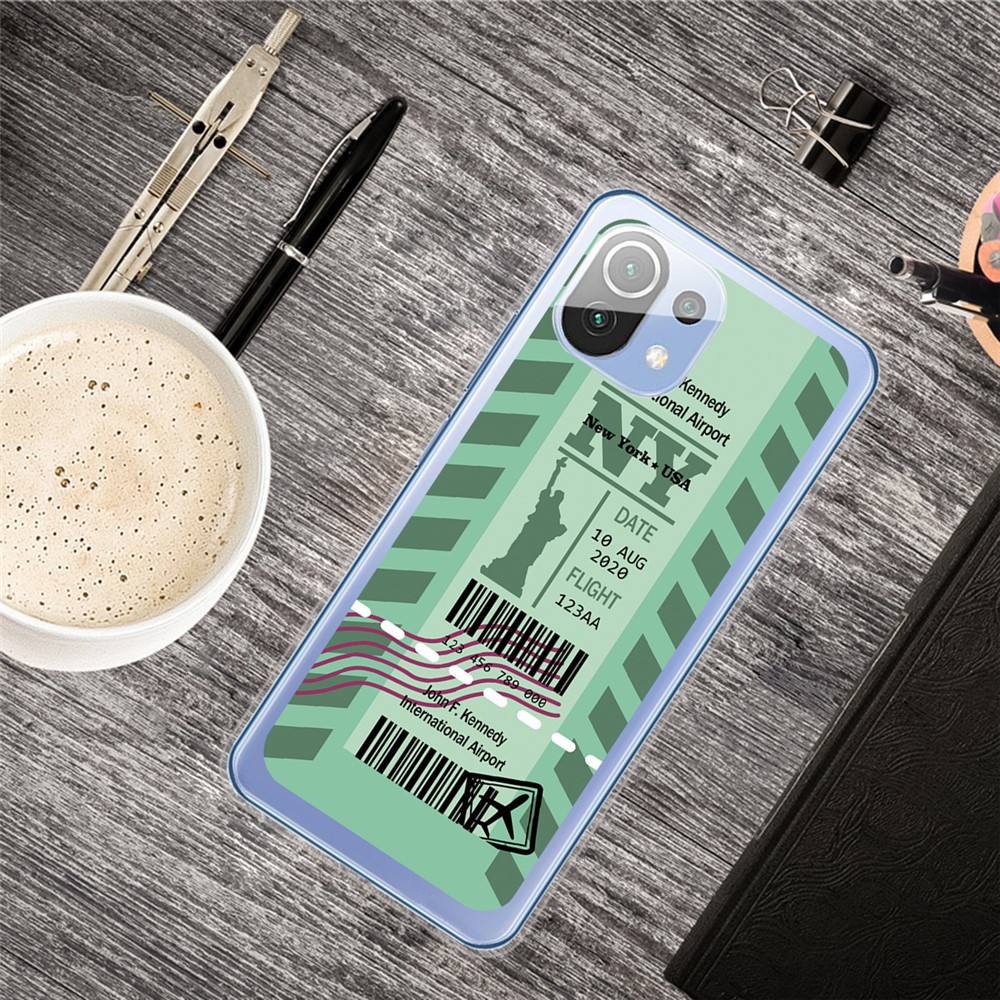Boarding Check Stylish Pattern Printing Cell Phone Protector Cover for Xiaomi Mi 11 - NY-4