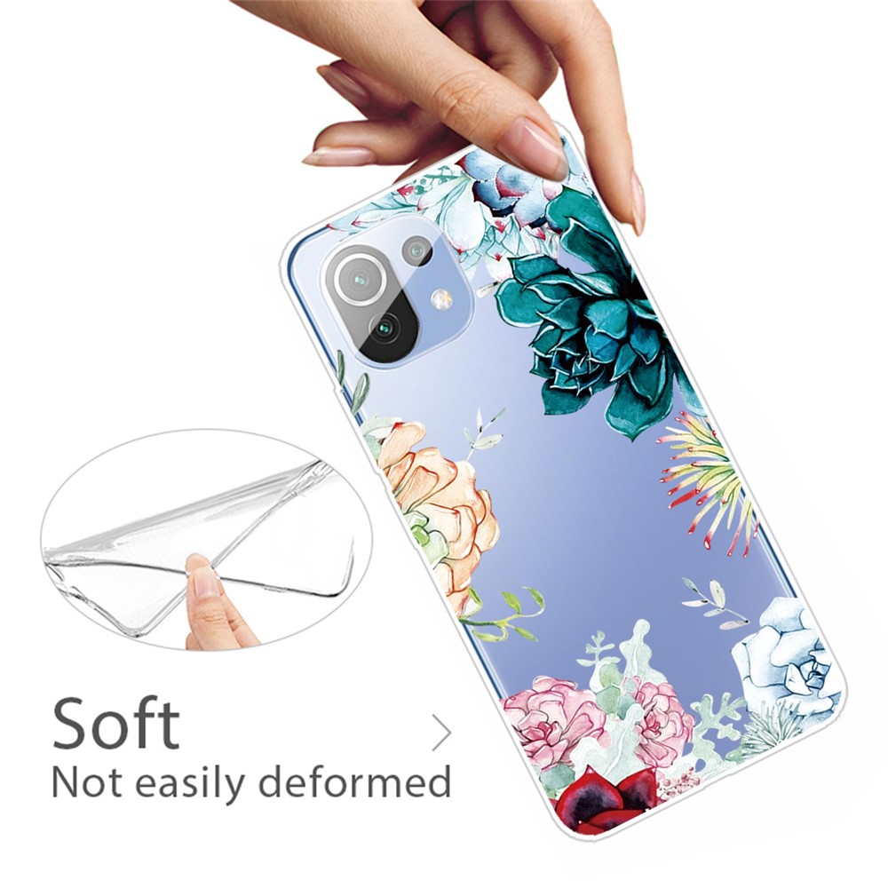 Pattern Printing Design Soft TPU Phone Case for Xiaomi Mi 11 - Flower-2
