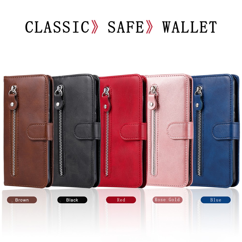 Zipper Pocket Leather Protector Wallet Stand Case for Xiaomi Redmi Note 10 4G/Note 10S - Black-11